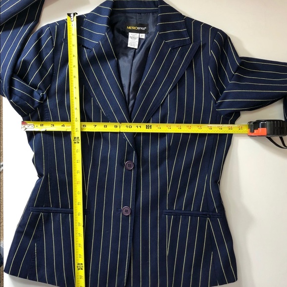 Metrostyle Navy Blue with Gold Stripes Blazer - Picture 5 of 7